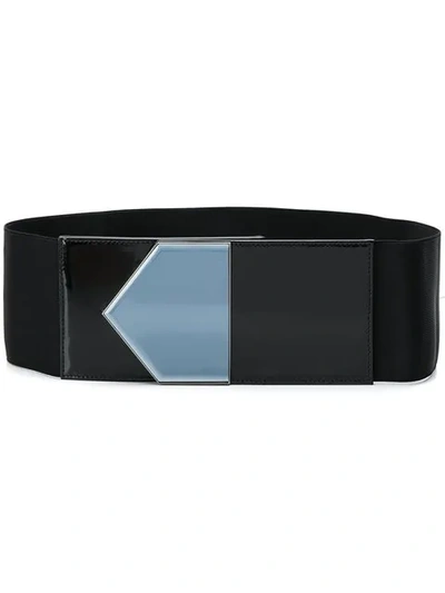 Shop Gucci Geometric Buckle Belt In Black