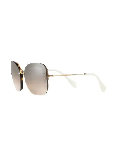Shop Miu Miu Oversized-sonnenbrille Mit Glitter In Brown