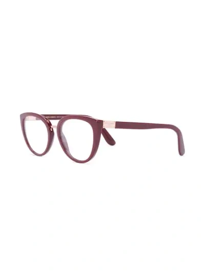Shop Dolce & Gabbana Oval Frame Glasses In Red