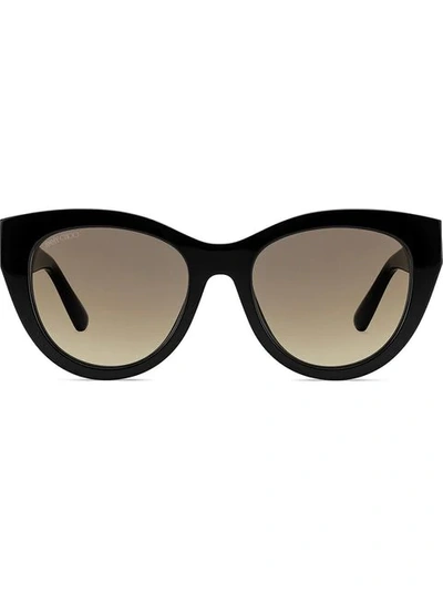 Shop Jimmy Choo Chain Trimmed Sunglasses In Black