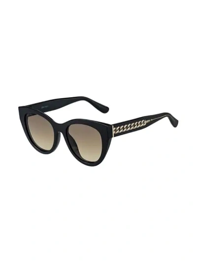 Shop Jimmy Choo Chain Trimmed Sunglasses In Black