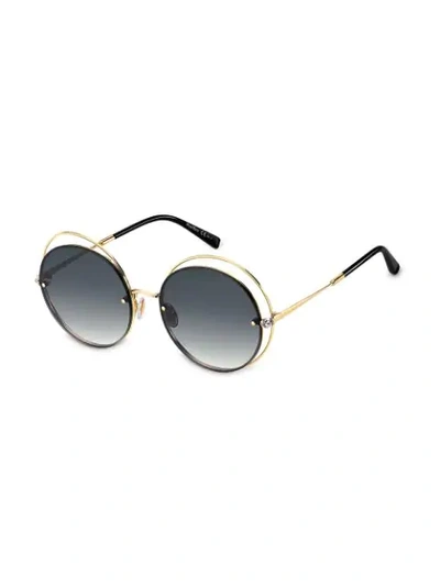 Shop Max Mara Rhinestone Embellished Sunglasses In Gold
