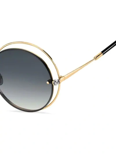 Shop Max Mara Rhinestone Embellished Sunglasses In Gold