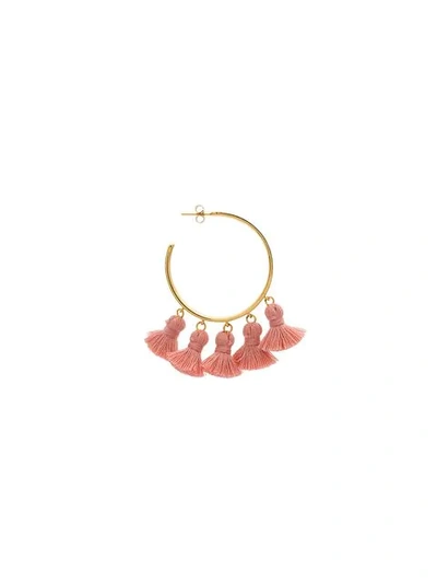 Shop Marte Frisnes Gold Metallic And Pink Raquel Sterling Silver Tassel Hoop Earrings