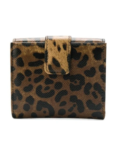 Shop Dolce & Gabbana Small Leopard Print Wallet In Brown