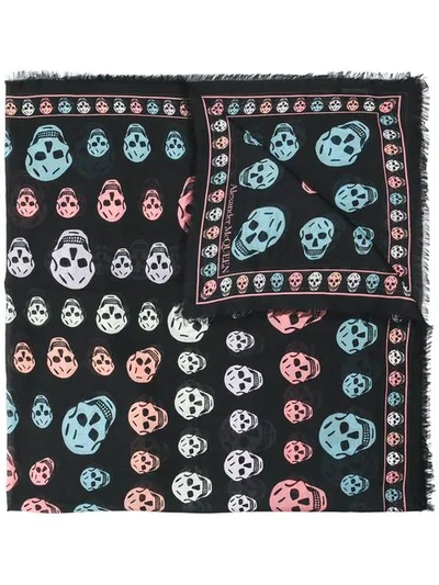 Shop Alexander Mcqueen Skull Print Scarf In Blue