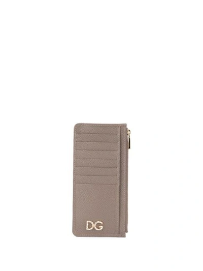 Shop Dolce & Gabbana Logo Plaque Cardholder In Brown