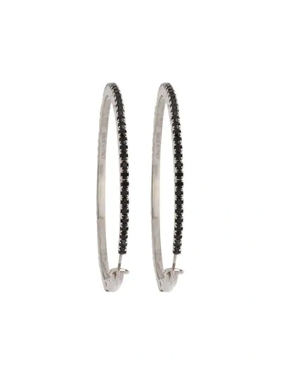 Shop Miu Miu Crystal Embellished Hoop Earrings In Black