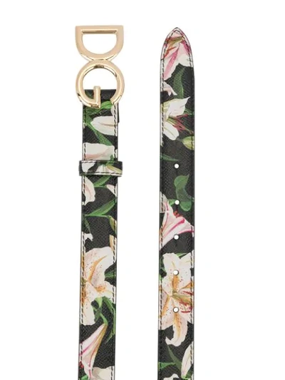 Shop Dolce & Gabbana Lily Print Belt In Hnkk8 Gigli Fdo.nero