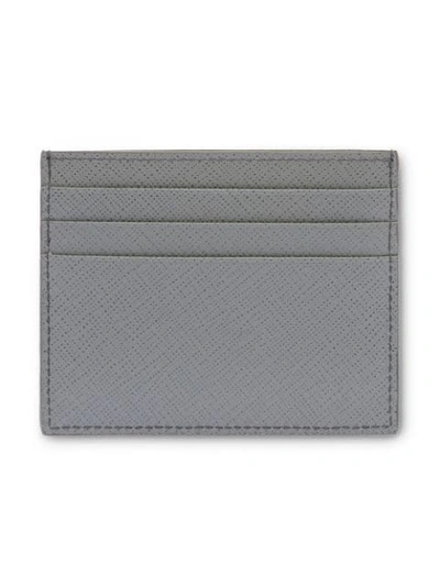 Shop Prada Saffiano Card Holder In Grey