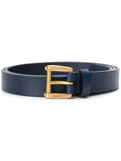 GUCCI LOGO EMBOSSED TANG BUCKLE - 蓝色