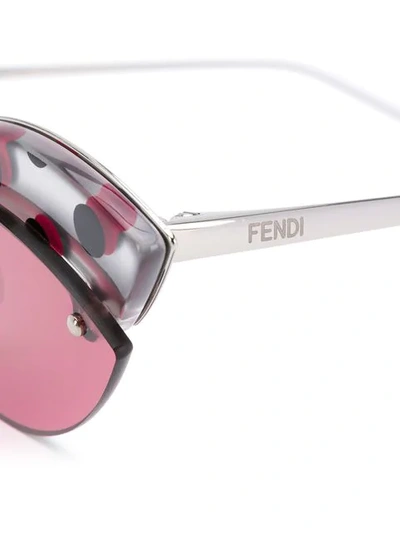 FENDI EYEWEAR 波点猫眼镜框太阳眼镜 - 银色