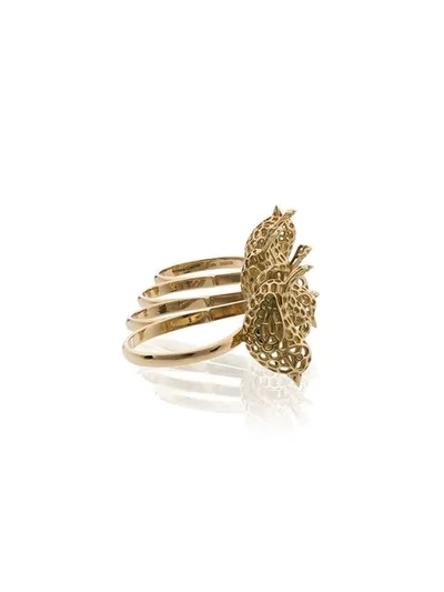 Shop Natasha Zinko 18k Yellow Gold Crochet Bird Floating Four Finger Ring