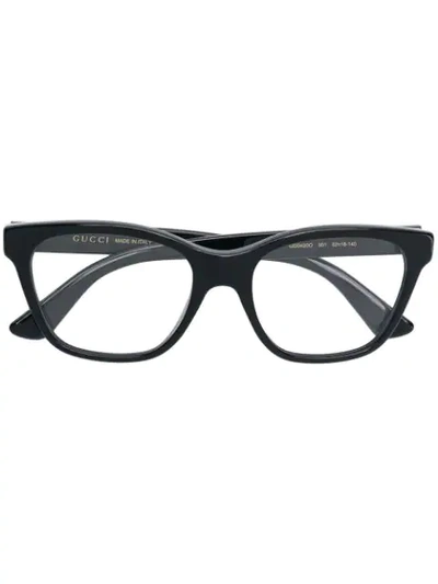 Shop Gucci Crystal-embellished Square-frame Glasses In Black