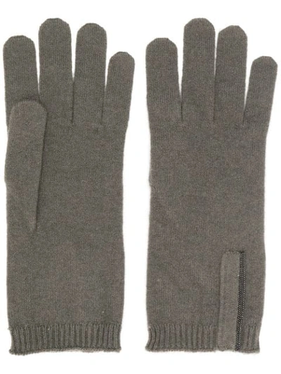 Shop Brunello Cucinelli Fine Knit Gloves In Grey