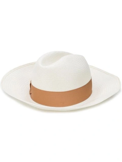 Shop Borsalino Claudette Panama Hat In White