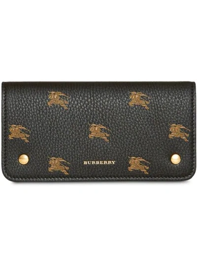 Shop Burberry Ekd Leather Phone Wallet In Black