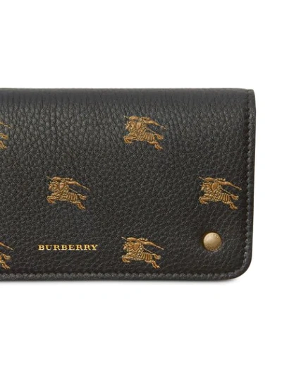 Shop Burberry Ekd Leather Phone Wallet In Black