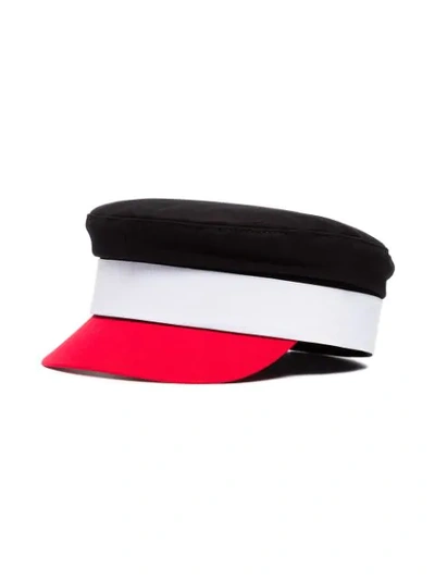 Shop Ruslan Baginskiy Black, White And Red Baker Boy Cotton Cap