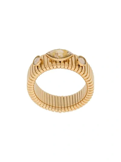 Shop Gas Bijoux Strada Ribbed Ring In Gold