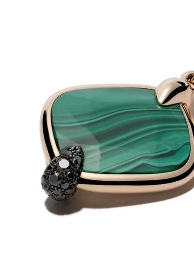 Shop Pomellato 18kt Rose Gold Ritratto Malachite And Black Diamond Pendant In Green