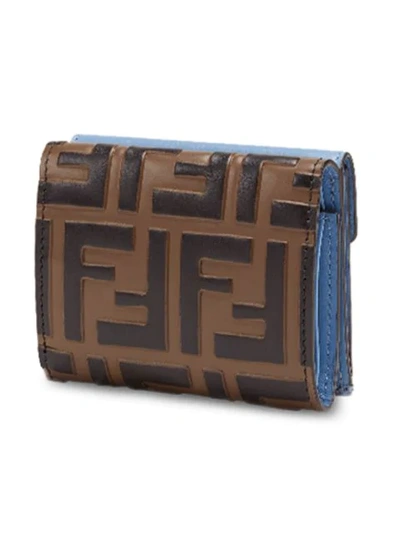 Shop Fendi Ff Micro Trifold Wallet - Brown