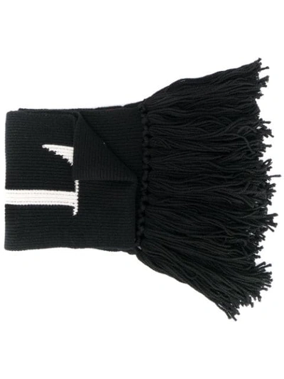 Shop Valentino Vltn Fringed Scarf In Black