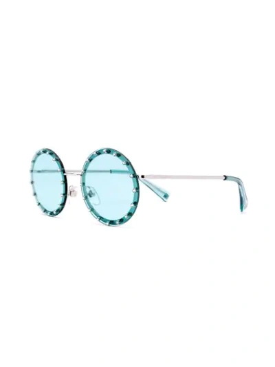 Shop Valentino Embellished Crystals Sunglasses In Blue