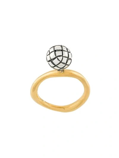 Shop Bottega Veneta Antique Intrecciato Ring In Metallic