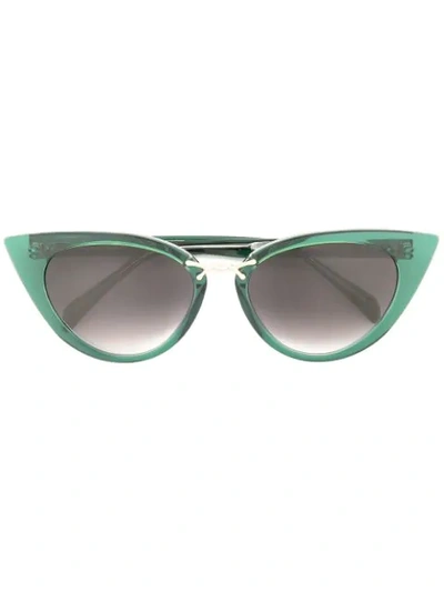 Shop Oscar De La Renta Rectangle Cat-eye Sunglasses In Green