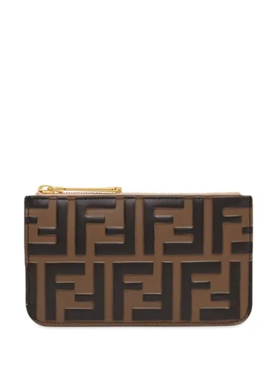 Shop Fendi Ff Monogram Wallet In Brown