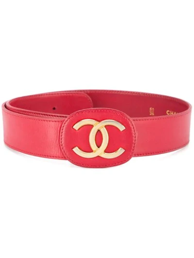 Pre-owned Chanel Vintage Cc Buckle Belt - Red | ModeSens