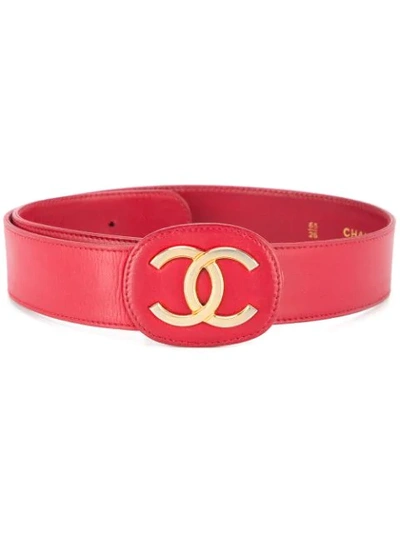 Pre-owned Chanel Vintage Cc Buckle Belt - Red