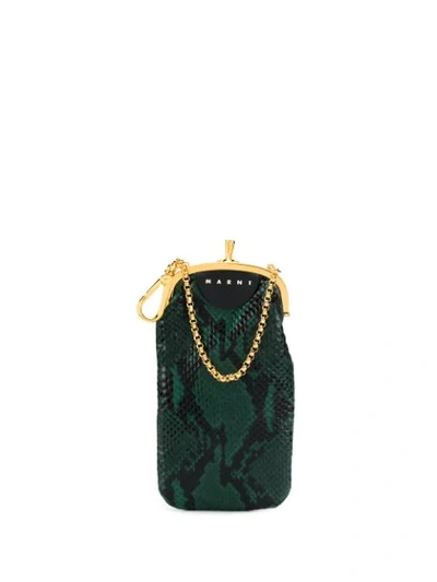 Shop Marni Logo Coin Purse In Green