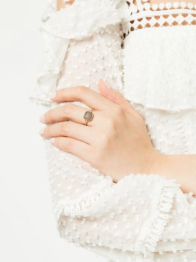 Shop Jennie Kwon Grey Diamond Embellished Ring In Brown