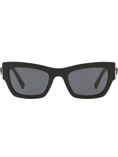 Shop Versace Studded Cat-eye Frame Sunglasses In Black