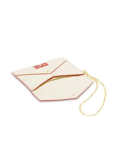 Shop Miu Miu Madras Love Envelope Wallet In Gold