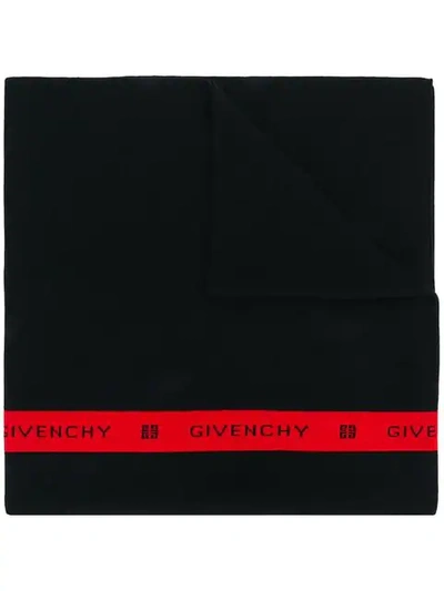 Shop Givenchy Intarsia Logo Stripe Scarf In Black
