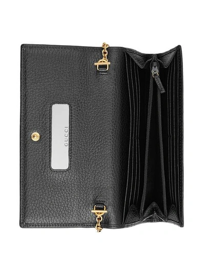 Shop Gucci Gg Marmont Leather Chain Wallet In Black