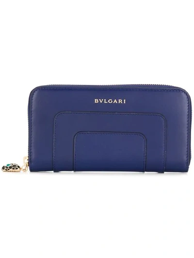Shop Bulgari Serpentini Forever Zipped Wallet In Blue