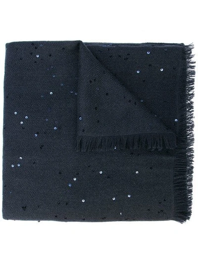 Brunello Cucinelli Sequin Embellished Scarf In Blue