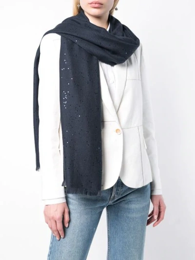 Brunello Cucinelli Sequin Embellished Scarf In Blue