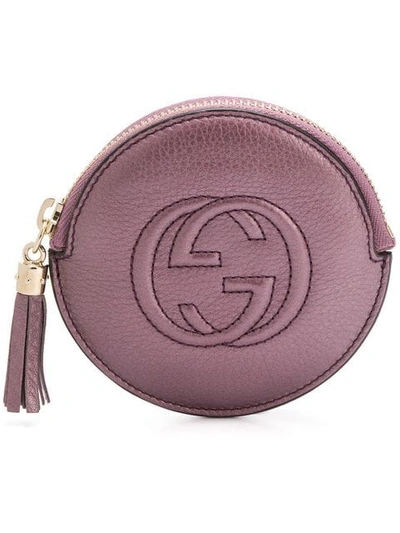 Shop Gucci Gg Embossed Circular Purse In Purple