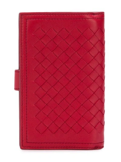Shop Bottega Veneta Intrecciato French Wallet In Red