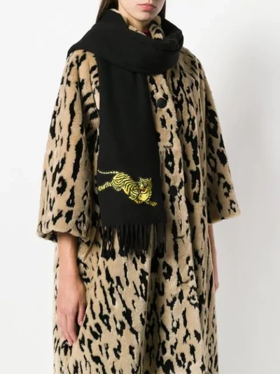 Shop Kenzo Jumping Tiger Scarf In Black
