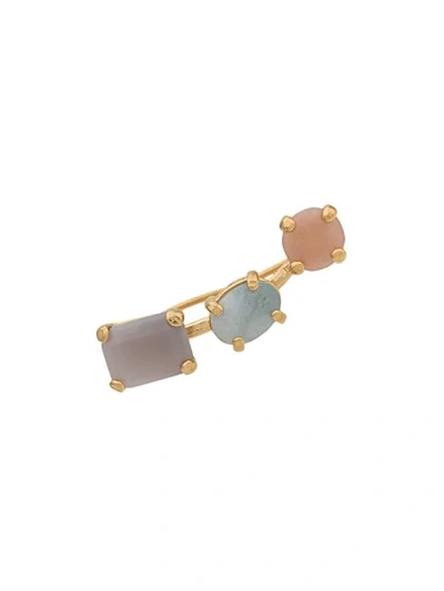 Shop Wouters & Hendrix Grey Agate Climber Earrings In Gold