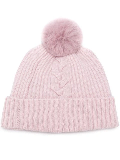 Shop N•peal Fur Bobble Beanie In Pink