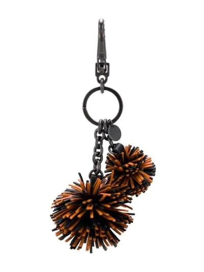 Shop Bottega Veneta Fluffy Keyring In Black