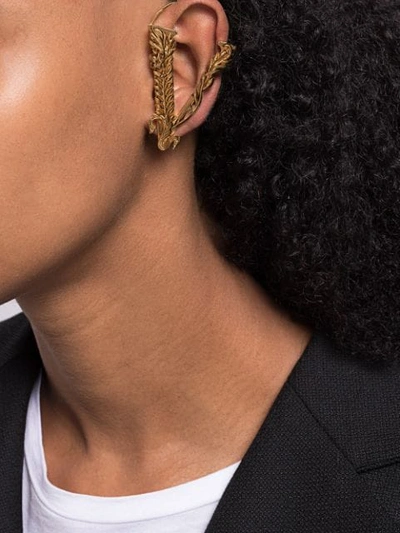 Shop Versace V-shape Clip-on Ear Cuff In Gold