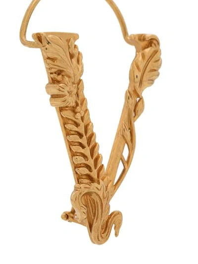 Shop Versace V-shape Clip-on Ear Cuff In Gold